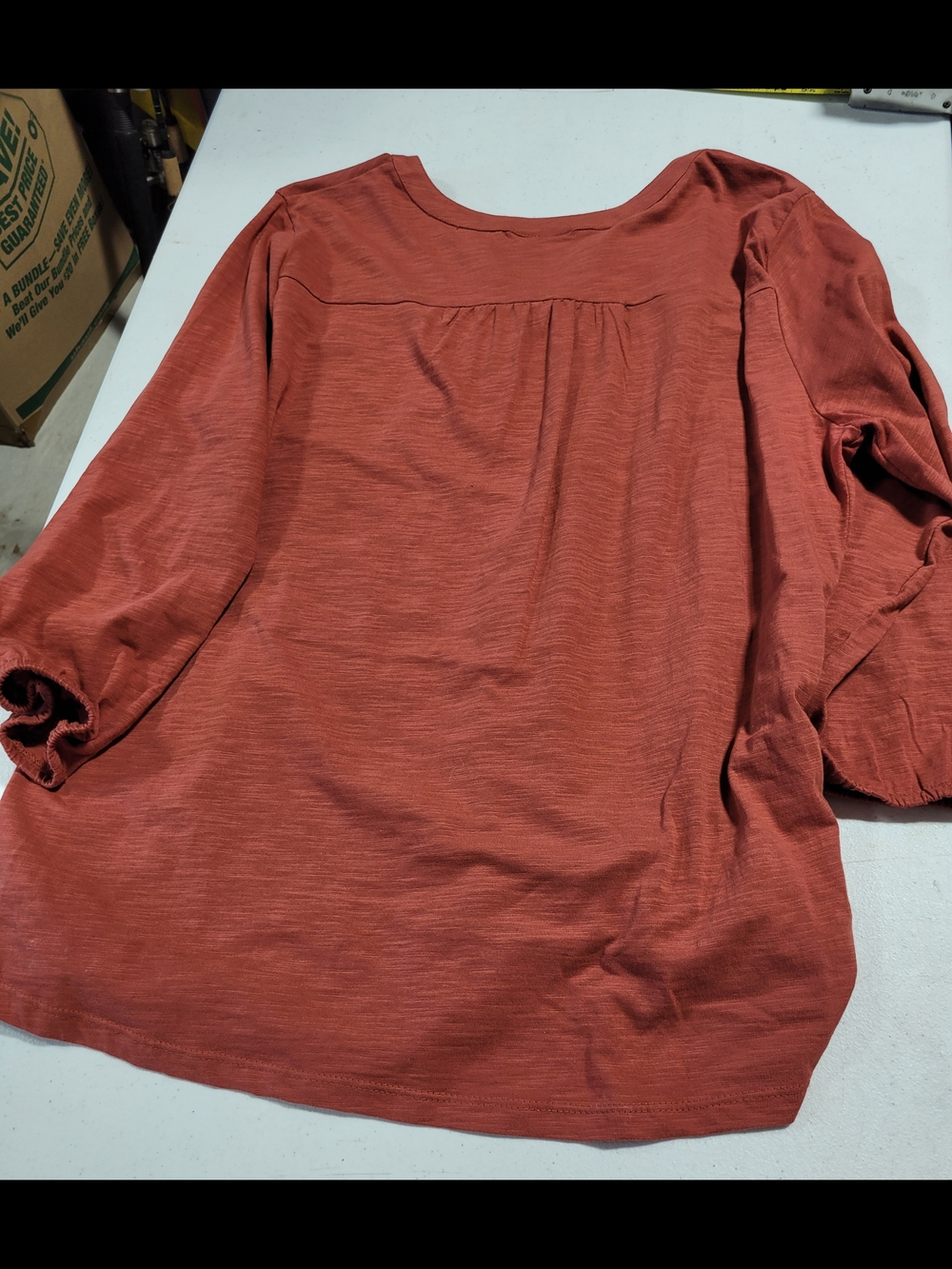 Style & Co. Women's Rust Lace-Front Henley Top - Picture 3 of 3